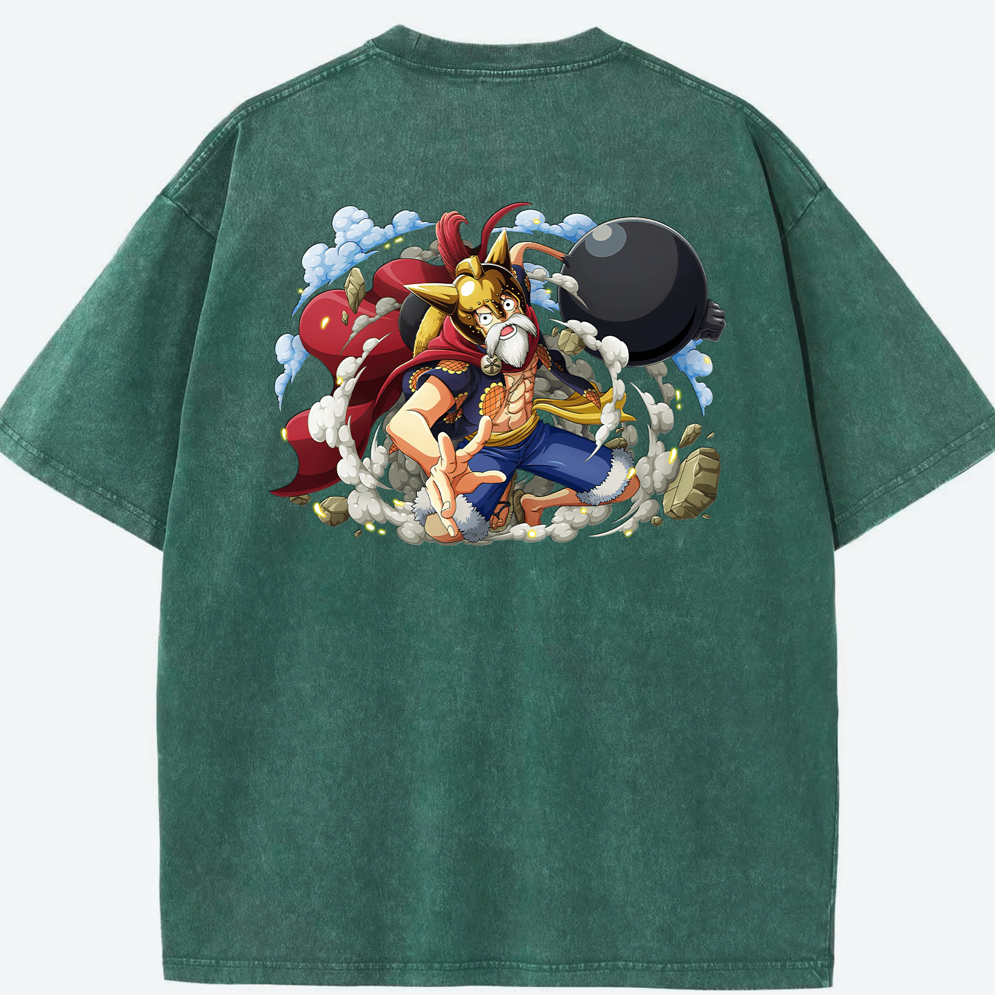 ワンピース モンキー・D・ルフィ ONE PIECE Monkey D. Luffy 綿100% ヴィンテージ風 半袖Tシャツ（背面プリント）